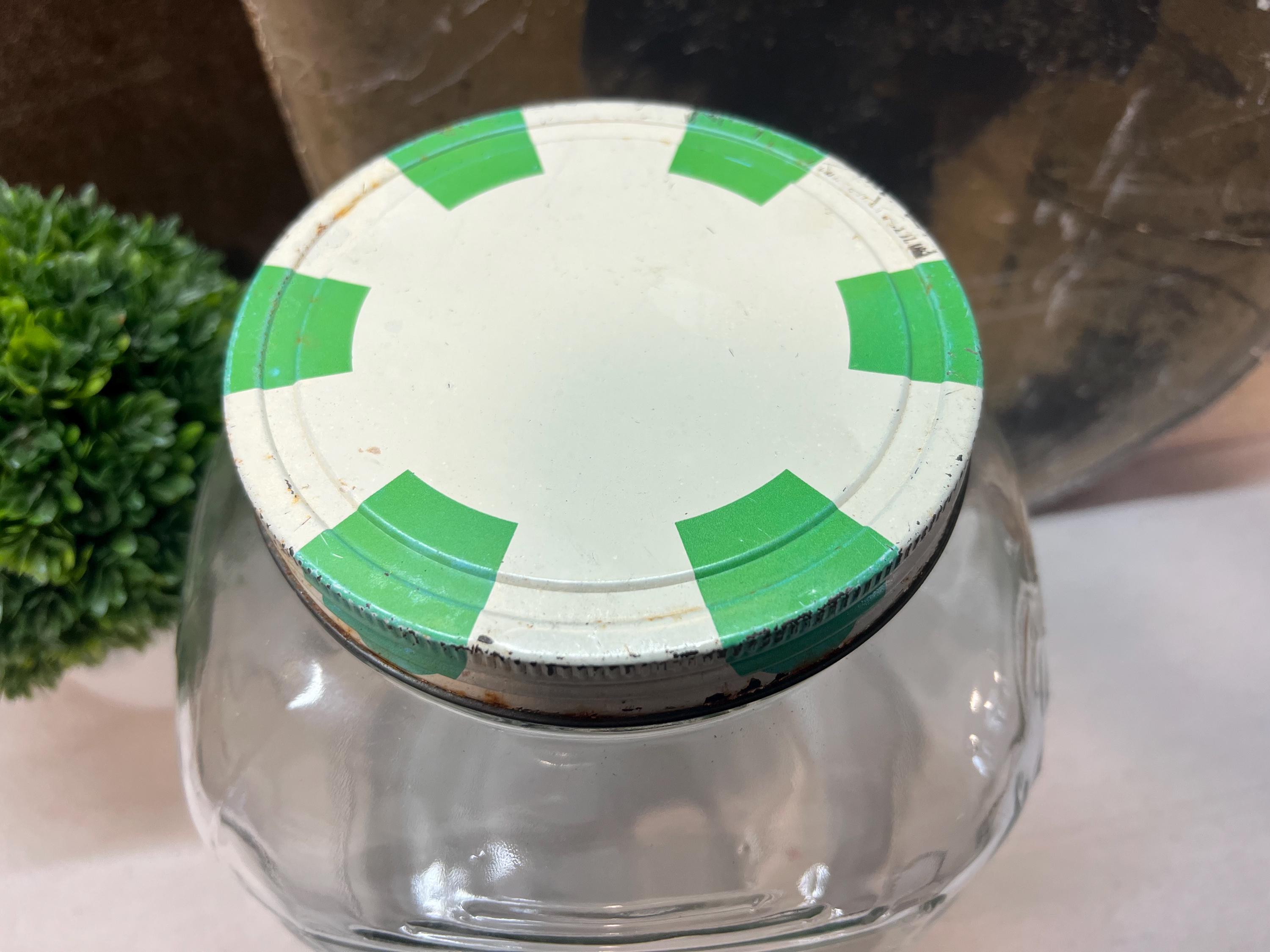 Square Ribbed Glass Square Ribbed Glass Kitchen Canister With Jadite Color Lid - Etsy