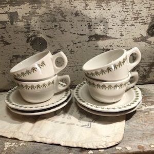 Buffalo China Restaurant Ware Teacup Saucers Set of Four