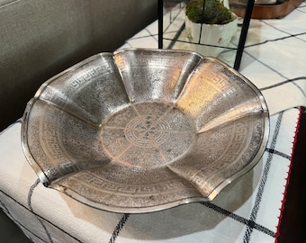 Homan Plate on Nickel Silver Pedestal Hammered Bowl USA