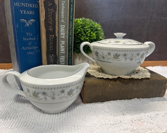 Rose China "Springtime" Pattern Japan Sugar & Creamer Set