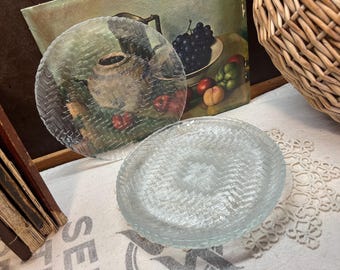 Arcoroc Basket Weave Glass Salad Plates Set of Four