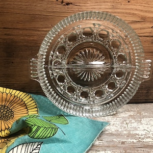 Divided Dish Clear Cut Glass Windsor Pattern Three Available