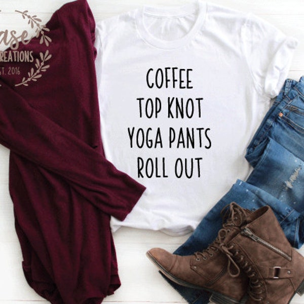 Coffee Top Knot Yoga Pants Roll Out SVG Cutting File, Ai, Dxf and Printable Png Files | Cricut and Silhouette | Instant Download | Mom Life