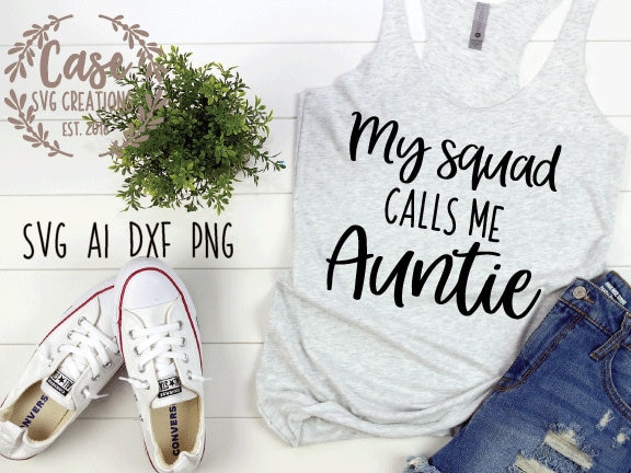My Squad Calls Me Auntie with Heart Image T-Shirt for Women