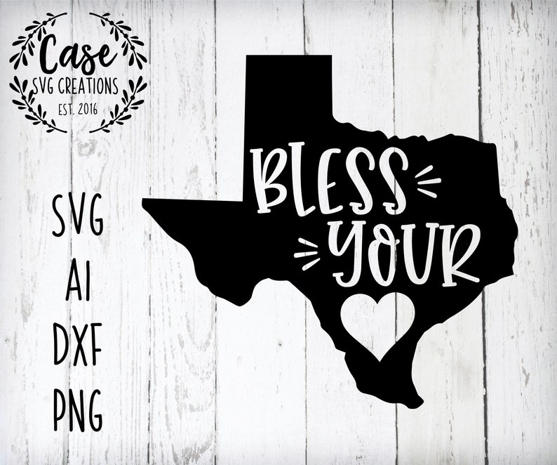 Download Bless Your Heart Texas SVG Cutting File Ai DXF and ...
