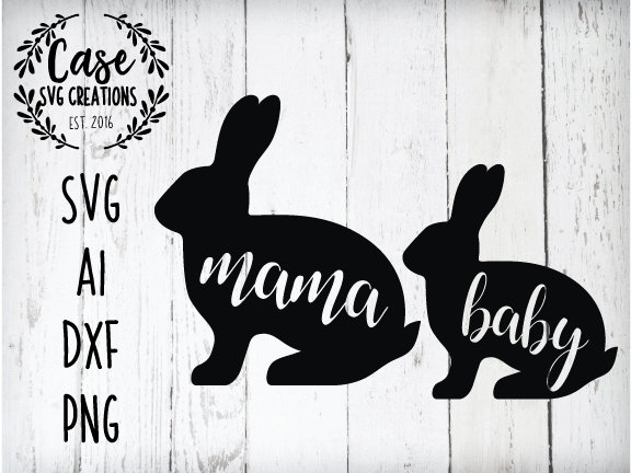 Download Easter SVG | Mama and Baby Bunnies Svg Cutting File, AI ...