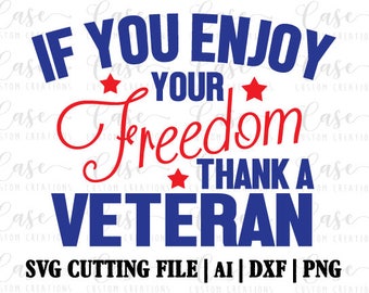 Thank a Veteran SVG Cutting FIle, AI, Dxf and PNG | Instant Download | Cricut and Silhouette | Freedome | Military | Red White Blue | Stars