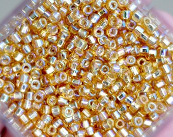 11/0: Color #634A / Japanese Seed Beads / Silver Lined Gold AB / 4mm / 28 Grams / Miyuki Seed Beads / 6634A