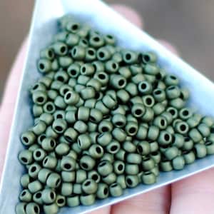 6/0: Color #F458 / Japanese Seed Beads / Army Green Matte / 4mm / 28 Grams