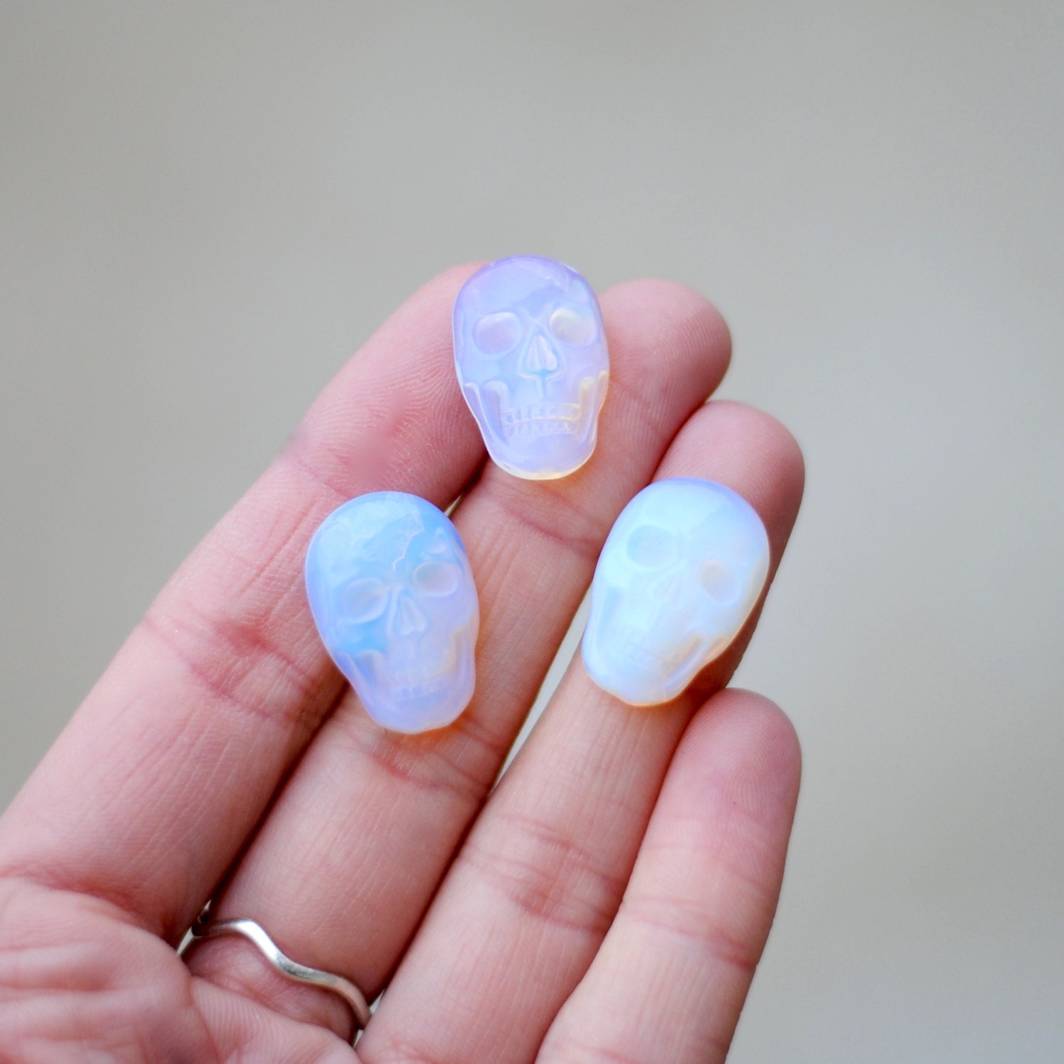 Opalite Skull Cabochon / White Opalite / 15x22mm / Skull Cabochon / C…