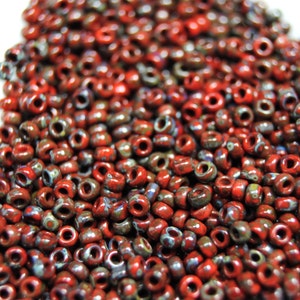 11/0 Picasso Japanese Seed Beads / Opaque Red Garnet Matte / 2mm / 23 Grams / Miyuki Seed Beads / 11-94513