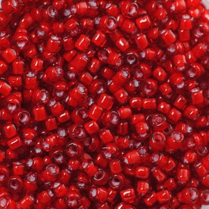 8/0: Color #327 / Japanese Seed Beads / Lined Cherry Red / Miyuki / 28 Grams / 8327