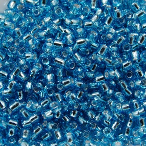 11-18, Miyuki 22g Silver Lined Aqua 11-18, Miyuki 22g Silver Lined Aqua