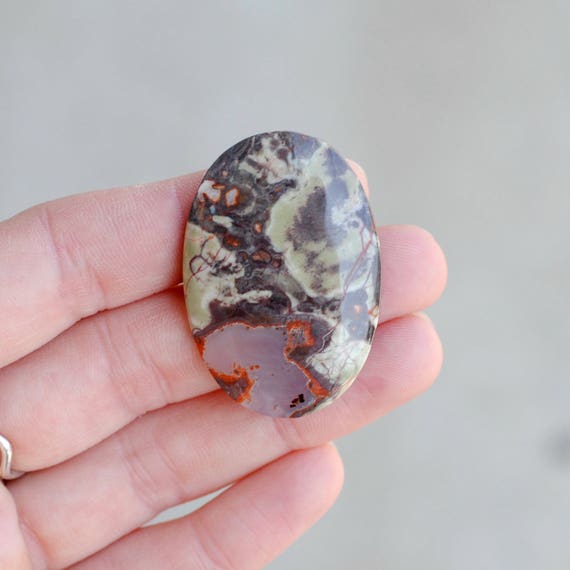 Natural Mushroom Jasper Cushion Cabochon Gemstone 54x35x5mm 86Cts Mushroom Jasper Hand Polished Cabochon Loose Gemstone For Jewelry Z-3344
