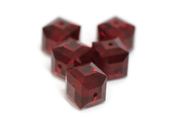 Swarovski Crystals / 1 Bead / 8mm Cube / Siam