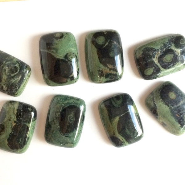 Kambaba Jasper Cabochon / Jasper Cabochon / Green and Black Jasper / Small Rectangle Cabochon / Jasper Gemstone / CAB008