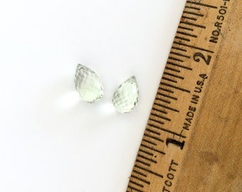 Green Amethyst Faceted Briolette Beads / Gemstones / Jewelry Supplies / Amethyst Beads / GEM005