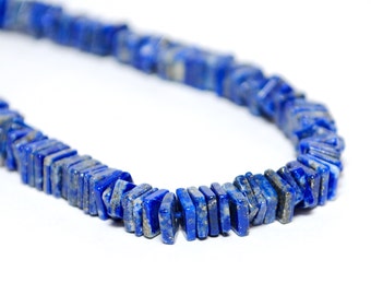 Lapis Square Heishi Beads / 8" Strand / 5mm Heishi / Lapis Lazuli / GEM047