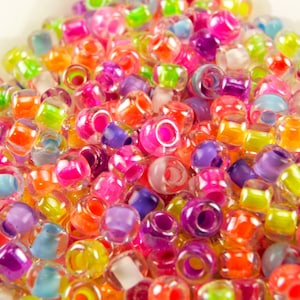 6/0 Neon Mix / High Quality Japanese Seed Beads / 28 Grams