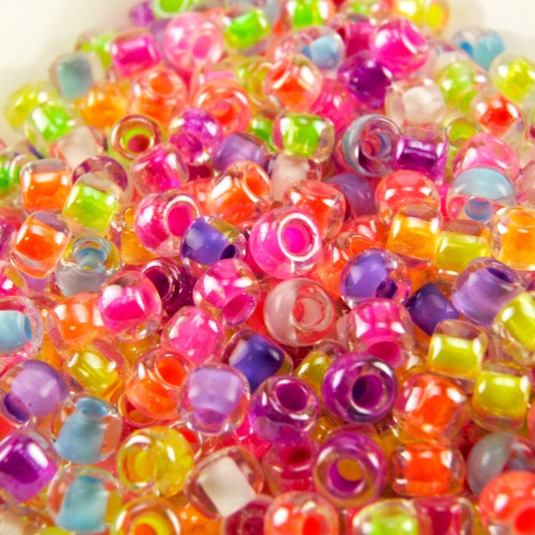 8/0 Neon Mix / High Quality Japanese Seed Beads / 28 Grams