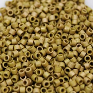 11/0 Delica Beads / #371 / Miyuki Japanese Seed Beads / Matte Metallic Olive Gold / 7 grams / DB371