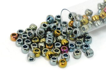 6/0: Color #462 / Japanese Seed Beads / 28 Grams / Steel Gold Iris / 6462