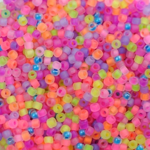 11/0: Matte Neon Mix / High Quality Japanese Seed Beads / 28 Grams /  11FNMX