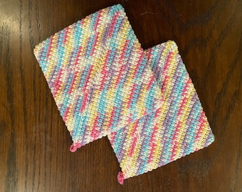 Spring/Easter colored double sided crochet pot holders / hot pad