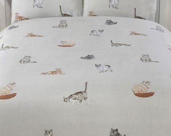 Purrfect Natural -  cute cat- Single - Double - King - stripe reverse