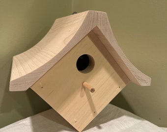 Handmade Wooden wren birdhouse maple/poplar/pine to paint bird house multiple available