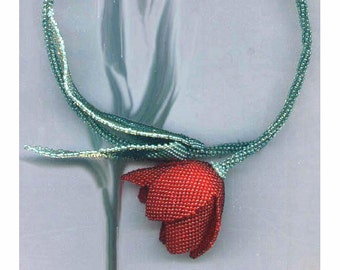 Modello di perline seme di perline Istruzioni per la collana di fiori di tulipano perline peyote tubolare peyote punto foglie collana perline foglia di perline