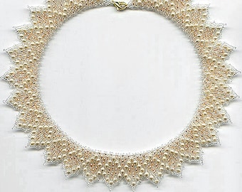 Kralenpatroon rocailles ketting parels kralen kralen tutorial patronen bruidssieraden instructies netsteek bruiloft uniek ontwerp