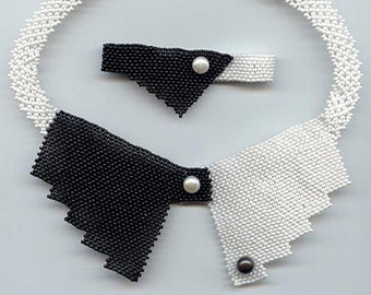 Beading pattern seed beaded black white collar necklace instructions beading peyote peyote stitch necklace seed bead beads beadwork bracelet