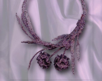 Modello con perline Collana di fiori di garofano Tutorial per perline istruzioni modelli di perline tubolari a punto peyote fiori perline di semi
