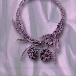 Pattern seed beaded Carnation flower necklace Beading Tutorial instructions patterns beadwork tubular peyote stitch flowers seed bead beads