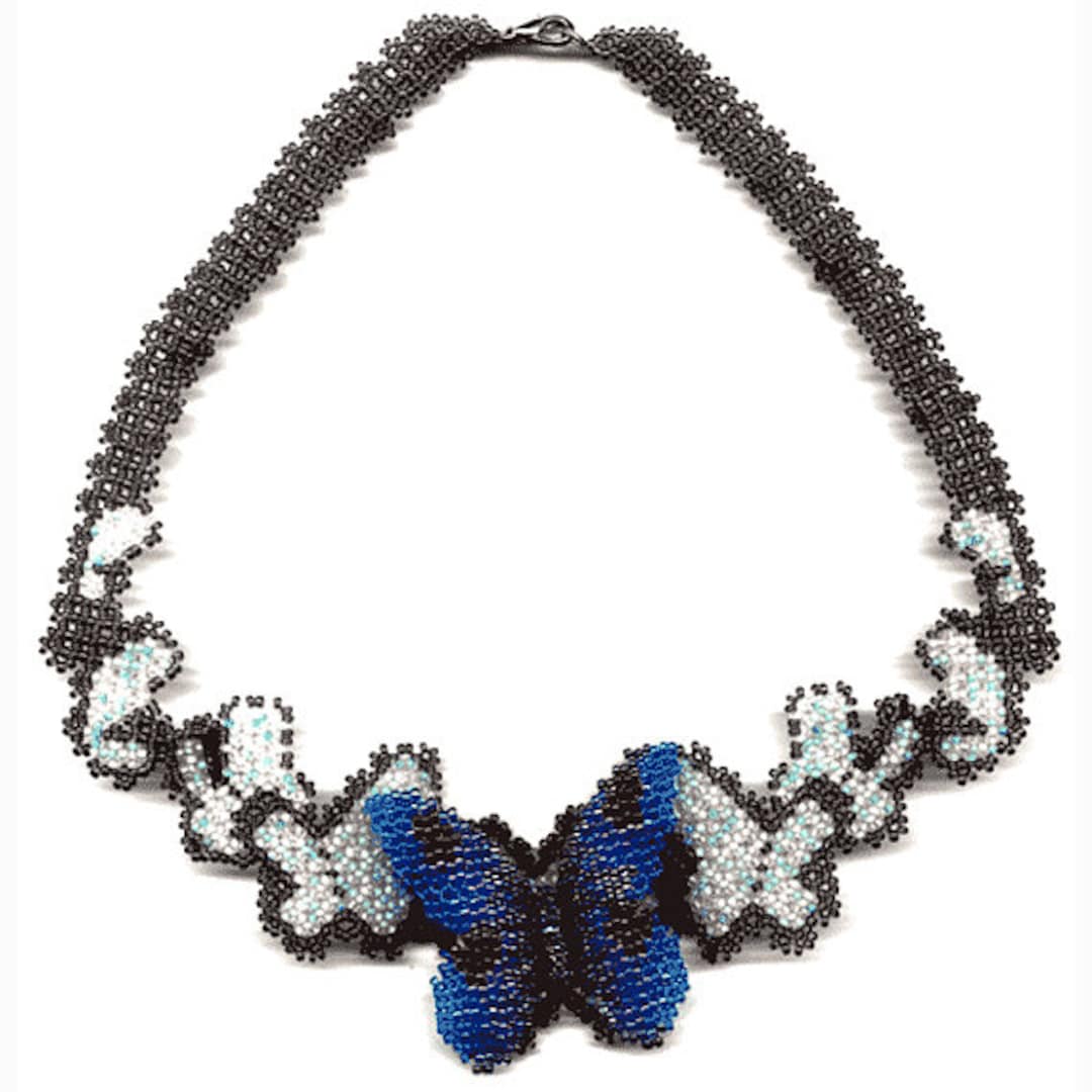 Beading Pattern Seed Beaded Butterfly Necklace Instructions Netting Stitch Necklace Beading