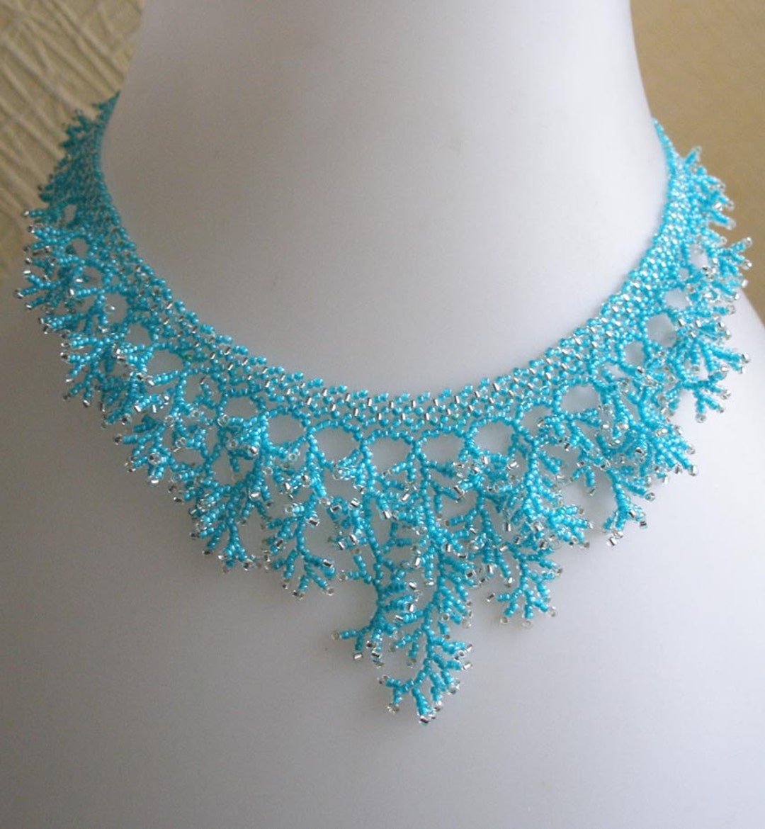 Pattern Seed Necklace Detailed Instructions Beading Netting Stitch