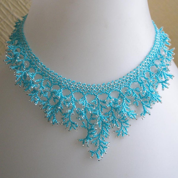 Pattern seed necklace detailed instructions beading netting stitch coral necklace beading tutorial beading patterns bead beads handmade diy