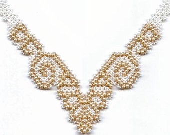 Patrón de abalorios collar de cuentas de semillas perlas Tutorial de abalorios Patrones de abalorios instrucciones detalladas puntada de abalorios diseño único abalorios