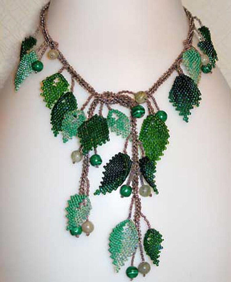 Beading pattern seed beaded Autumn leaves necklace Etsy