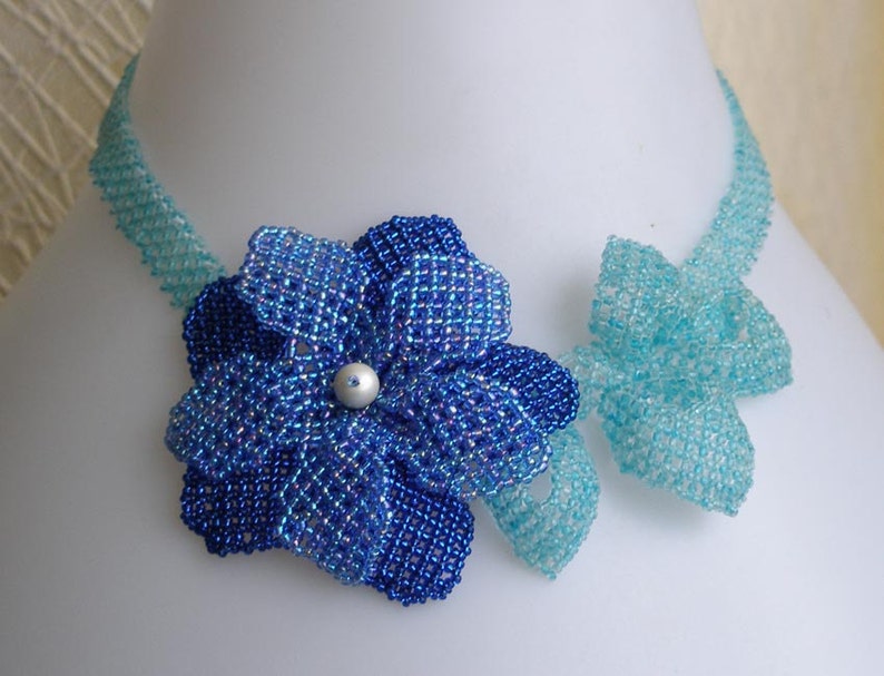 Beading Pattern Seed Beads Beaded Flower Necklace Instructions Beading