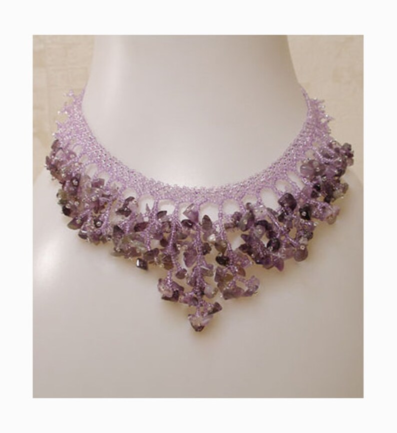 Pattern Seed Beads Waterfall Gemstones Necklace Jewelry Etsy