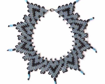 SALE Beginner pattern seed beaded Gothic necklace instructions beading netting stitch design tutorial beading pattern beadwork beads gothic