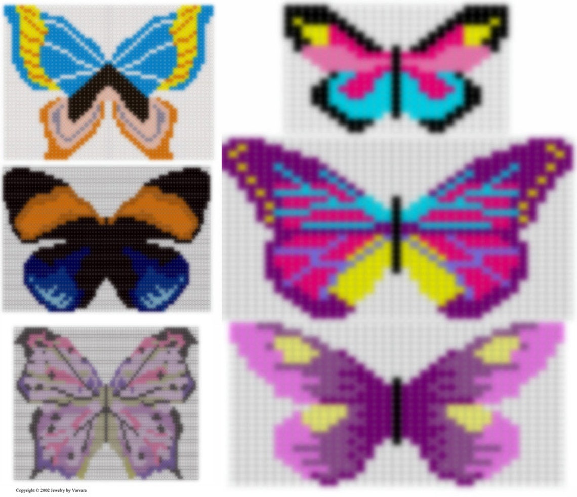 Pattern Seed Beaded Butterfly Necklace Instructions Beading Netting ...