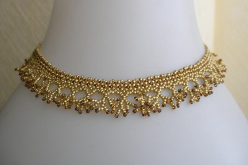 Pattern Seed Beaded Necklace Instructions Beading Tubular Etsy