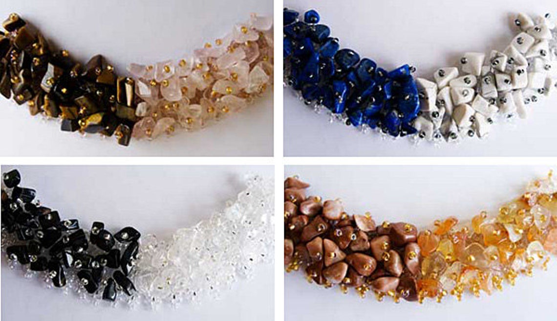 Pattern Seed Beads Waterfall Gemstones Necklace Jewelry Etsy