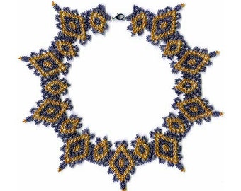 Beginners pattern seed beaded lace necklace detailed instructions beading netting stitch tutorial black gold beads design beading beads bead