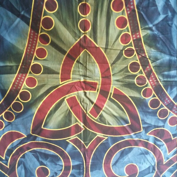 Mjolnir Norse Tie Dye handprinted tapestry
