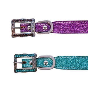 Glitter overlay leather dog collar