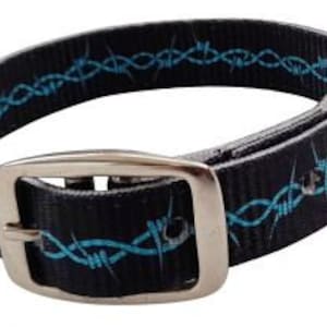 Black with Barbwire design nylon dog collar.